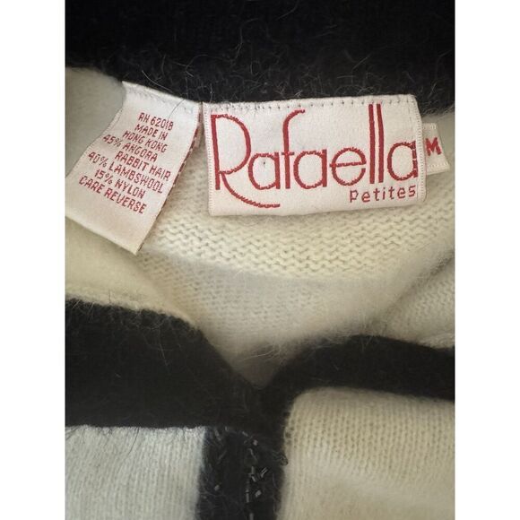 RAPHELLA VINTAGE ANGORA HAIR And LAMBS WOOL BUTTON DOWN BEADED SWEATER SZ M - Picture 4 of 4